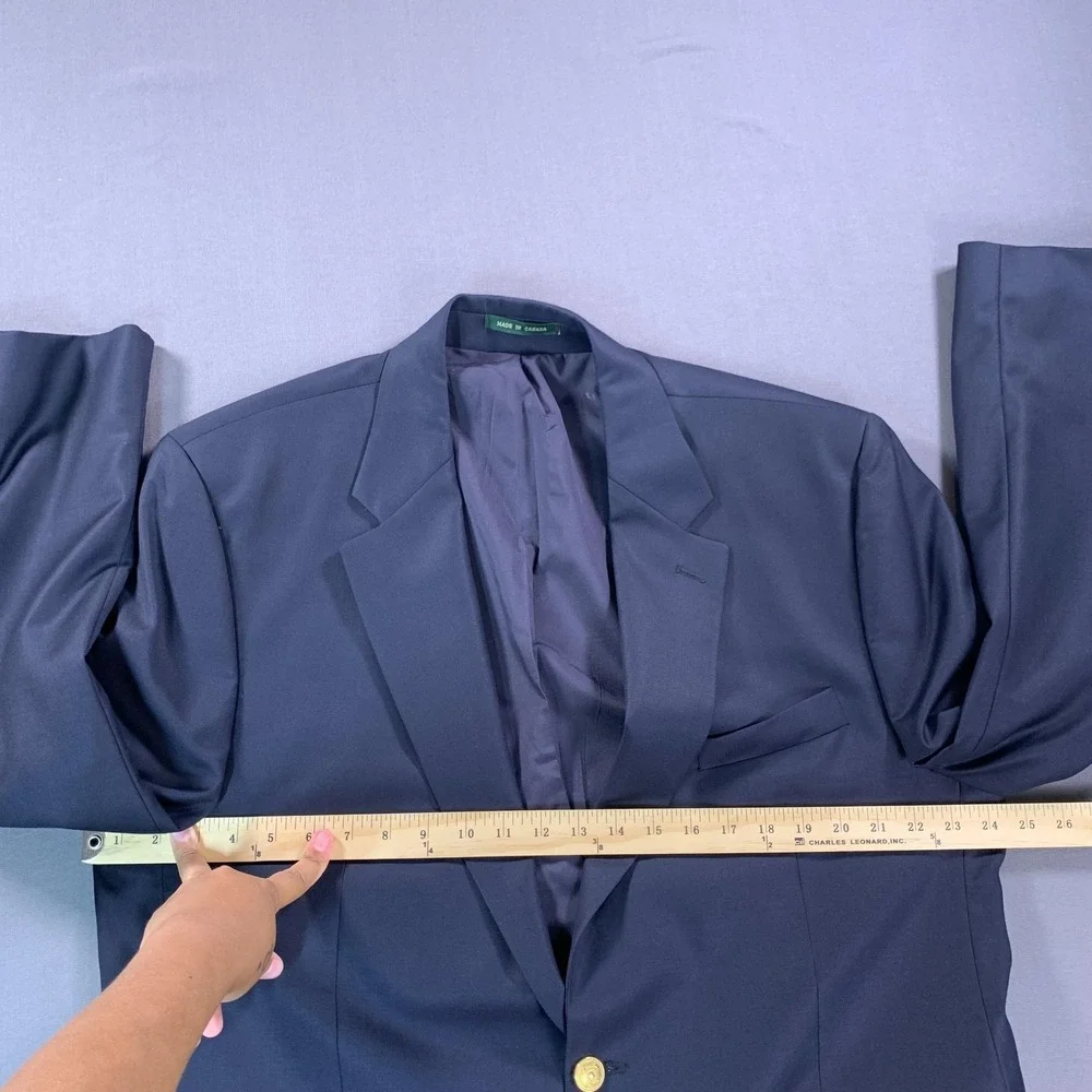 Lauren Ralph Lauren Blazer Mens 46L Navy 100% Wool Gold Button Sport Coat Jacket